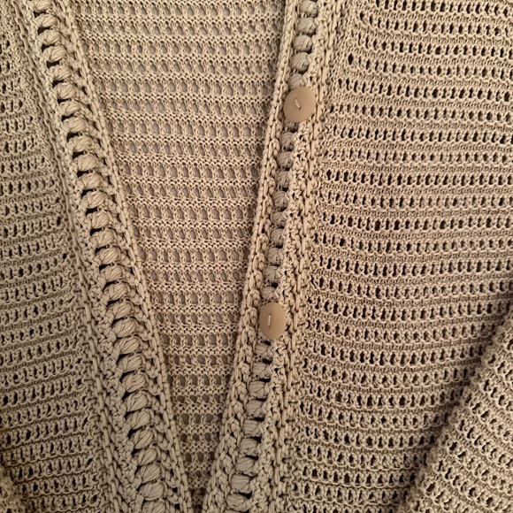 Vince Crochet Cardigan Button Front in Straw - Picture 5 of 7